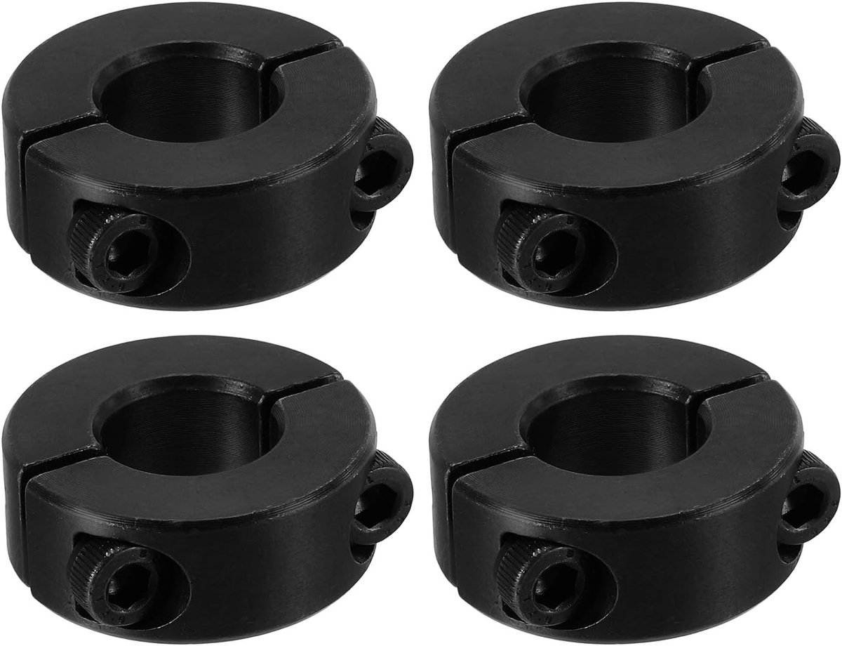Boring 16 mm klemklem, dubbel gedeeld 35 mm OD 12 mm dik, 4 stuks 45 # klemklemmen van koolstofstaal met schroefbevestiging voor industrie, machines, zwart