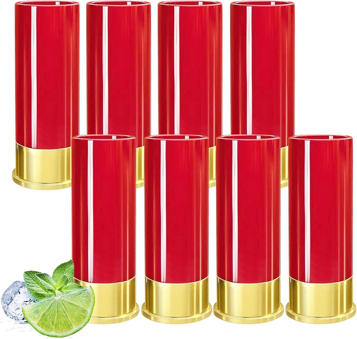 8 stuks borrelglazen, likeurglazen, patroonhulzen, shotglazen, borrelglazen, borrelglazen, shotglazen voor mannen en vrouwen, bruiloftsfeest, 12 GA kleine borrelbekers voor whisky, 45 ml