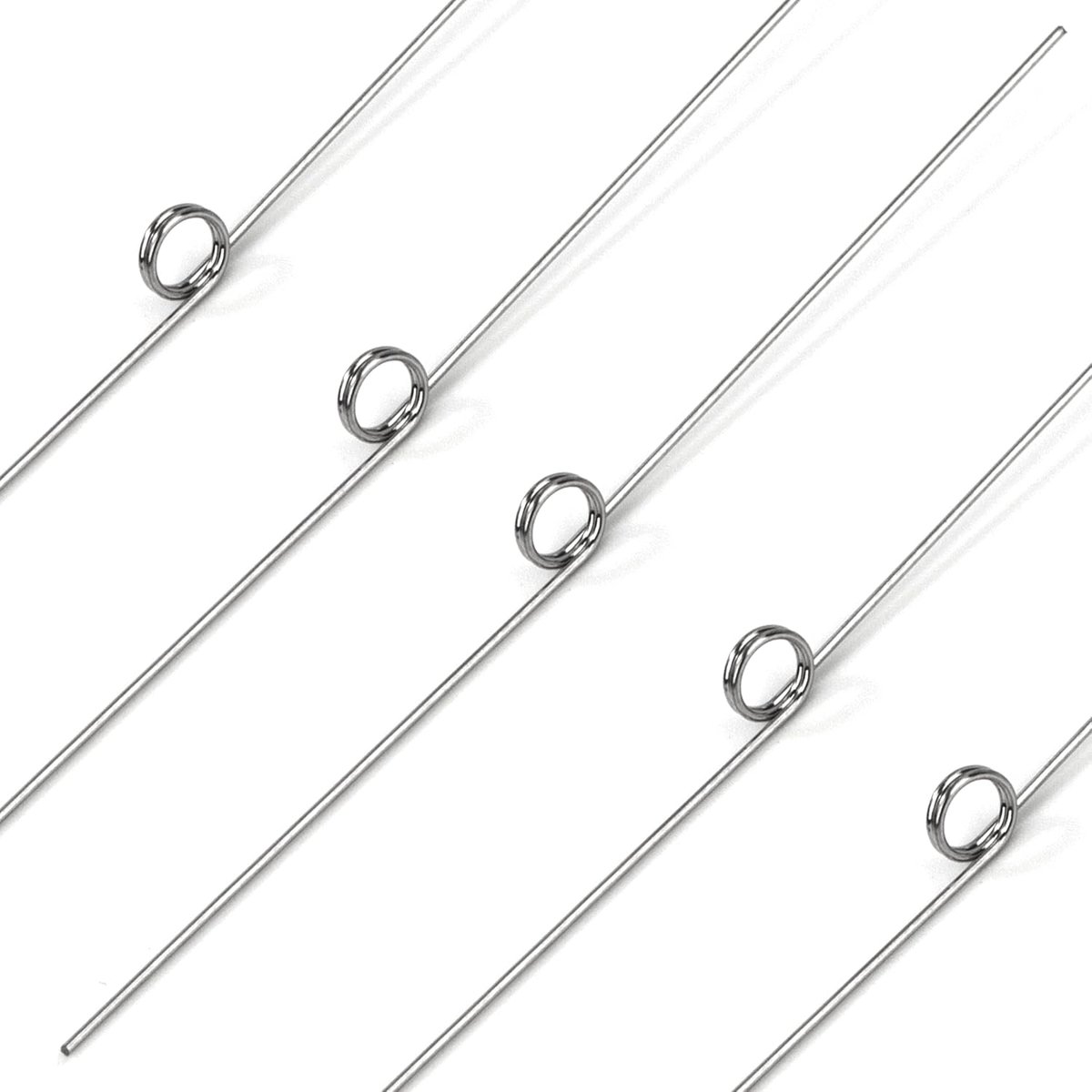 Torsieveren van roestvrij staal, draaddiameter 0,3 mm, binnendiameter 2 mm, armlengte 20 mm, hoek 180 graden, 2 omwentelingen, links, 0,3 x 2 x 20 mm