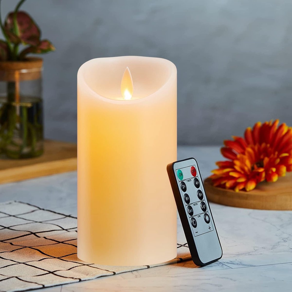 LED Kaarsen met Afstandsbediening, Kaarsen op Batterijen, Kerstkaarsen, Flikkerende LED-Kaarsen, Realistische Dansende Vlammen, voor Thuis, Bruiloft, Feest, Kerstmis (10cm Ivoor Wit)