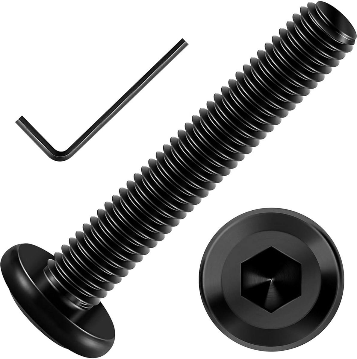 20 Stuks M6 x 40 Schroeven, Platte Kopschroeven, Binnenzeskant Schroeven, Roestvrij Staal A2 V2a, Volledige Schroefdraad Zwart Oxide
