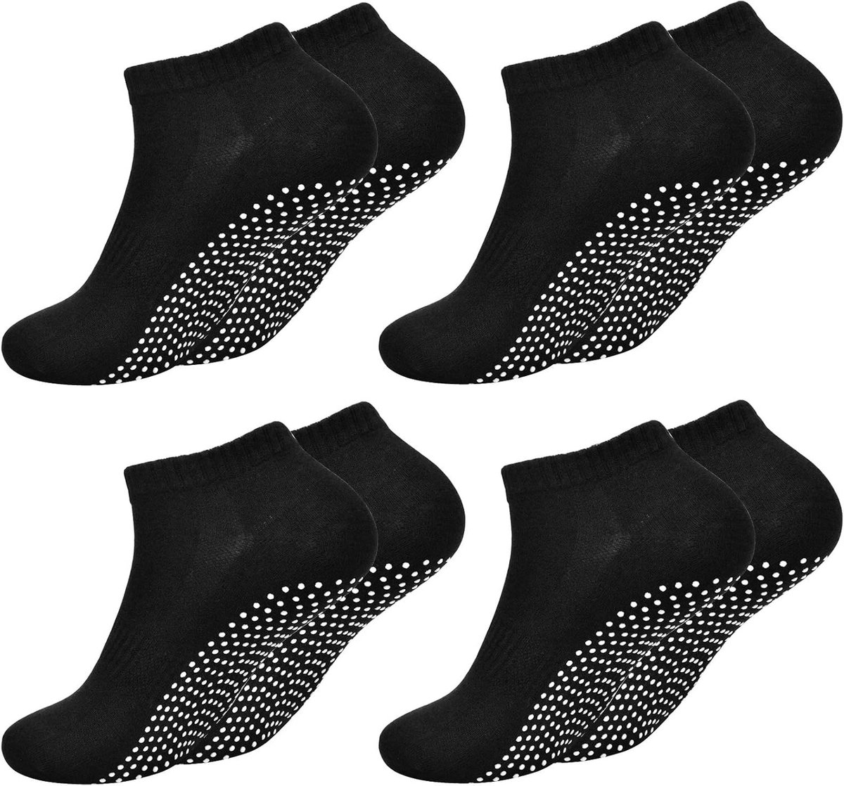 Sokken voor dames en heren, maat 34-44, antislip yogasokken met handgrepen voor pilates, gripvaste katoenen sokken voor dansen, sport