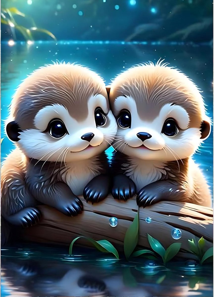 5D DIY Baby Otters Diamond Painting Kits, Full Drill Cartoon Diamond Art Painting Kits voor volwassenen beginners, doe-het-zelf 5D Painting by Numbers Diamond Art Kits voor thuis,