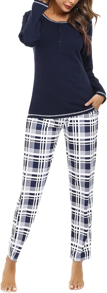 Pyjama's dames winterpyjama dames lange katoenen pyjama's tweedelige damespyjama's casual thuis zacht en comfortabel S-XXL