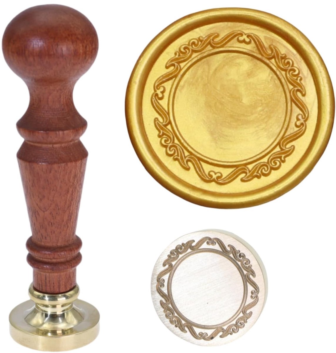 Wax Seal Stempel, 3D reliëf Frame Relief Carving Wax Sealing Stempel, Houten handvat, Messing Seal Head, Brons Gouden, Bruiloft Uitnodigingen, Brief Afdichting