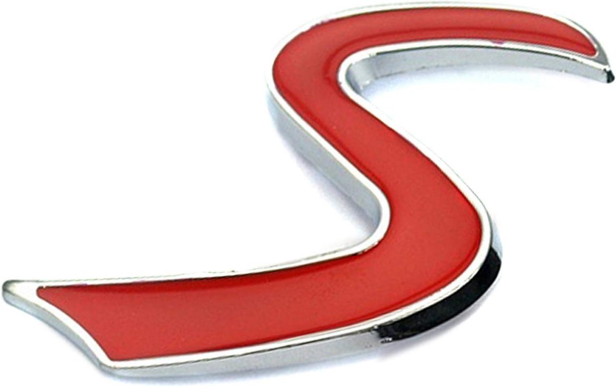S Front Grill Badge Emblem Decal, Auto Grill Capuchon Emblem Rode Letter S, 3D Auto Voorbumper Grill Emblem Badge Sticker Rood S Grill Emblem Badge Met Montageset