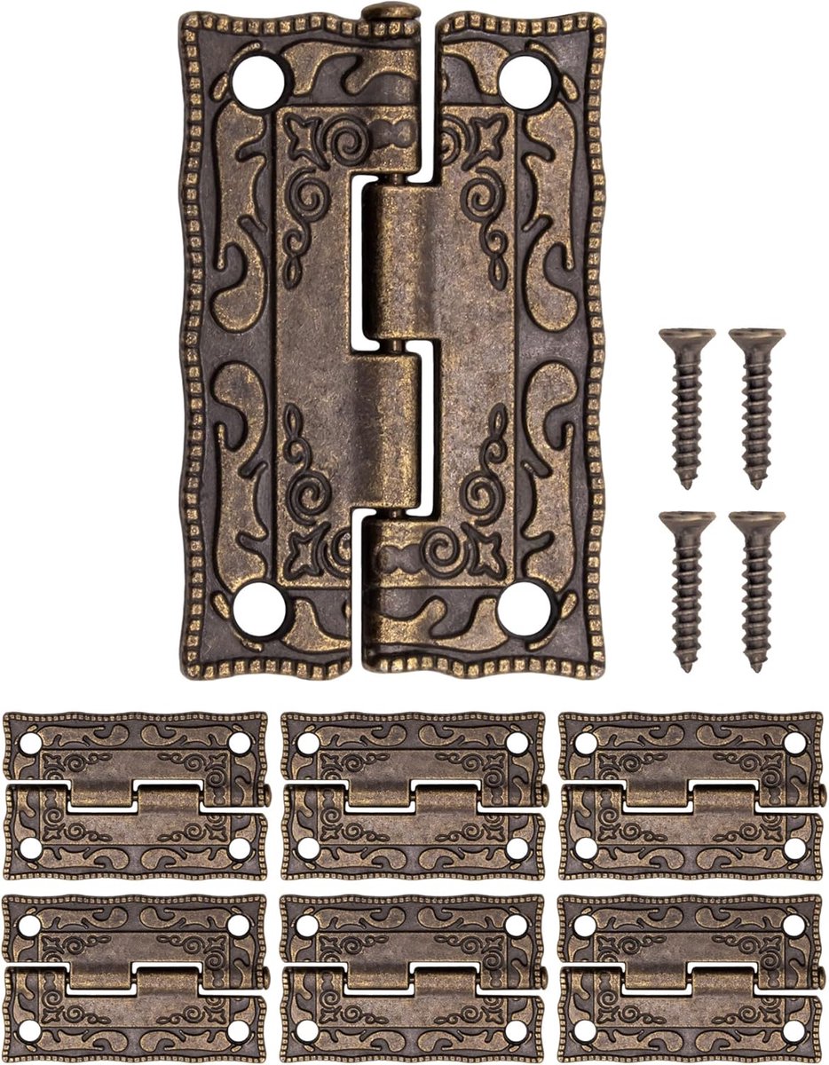 Scharnieren - Antiek bronzen afwerking 36 x 23 mm voor kasten, kastdeuren, commodes, kisten, vintage stijl