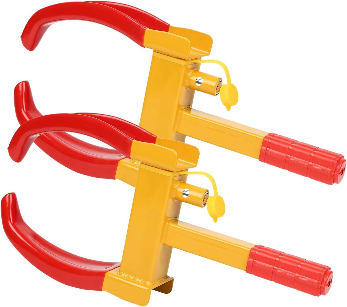2 x wielklem, parkeerklem, wielslot, diefstalbeveiliging, universeel, verstelbaar voor auto's, caravans, aanhangers, pvc-bescherming, anti-boorslot