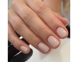 korte opplaknagels, MouyouGlow lichtbeige effen kleur, Press-on nagels, 24 stuks kunstnagels met lijm, acryl volledige dekking nepnagels voor vrouwen