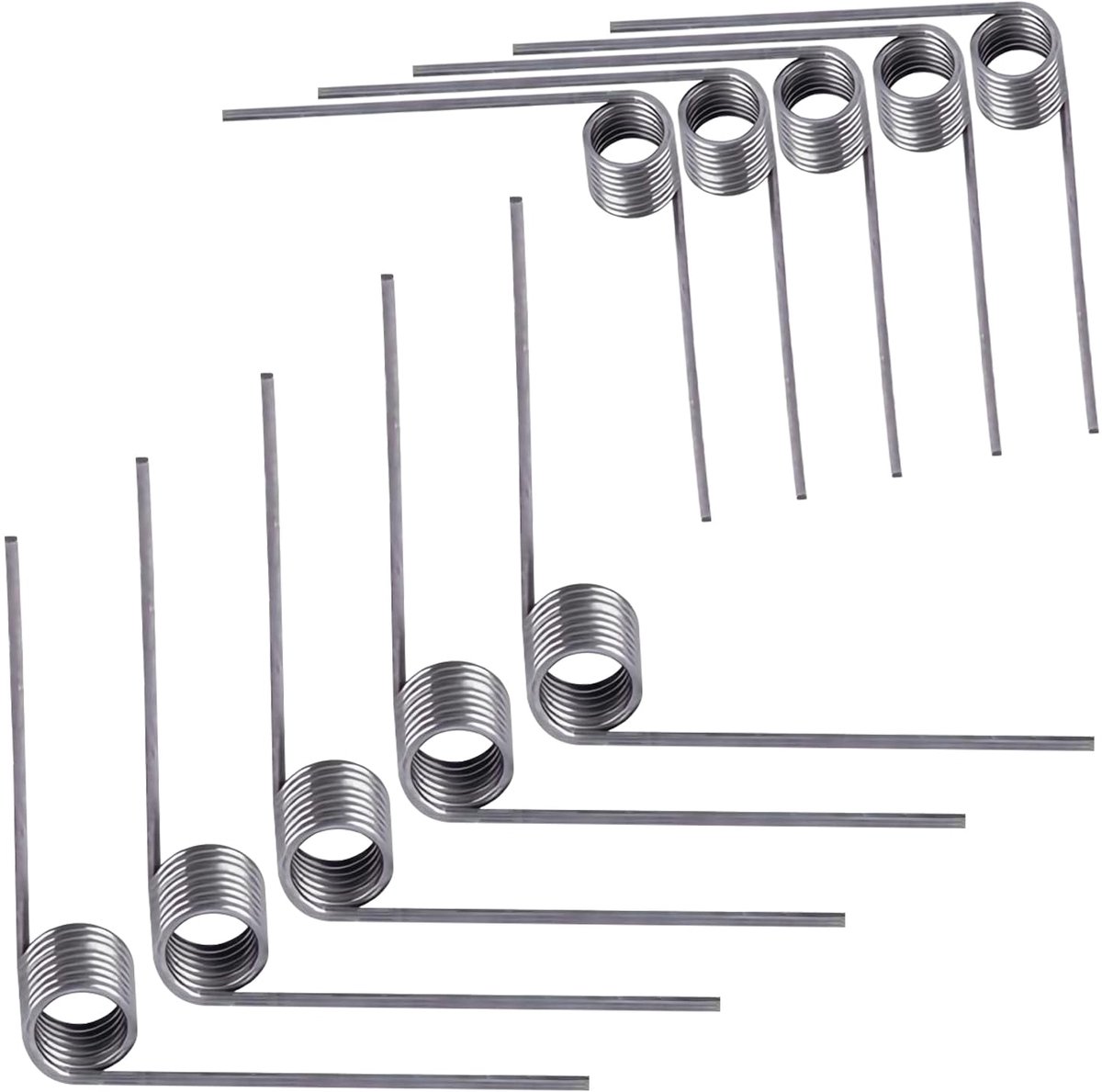 Torsieveren, Roestvrij Staal Torsieveer, Draaddiameter 0.7 mm, Buitendiameter 5 mm, 9 spoelen, Hoek 90 Graden