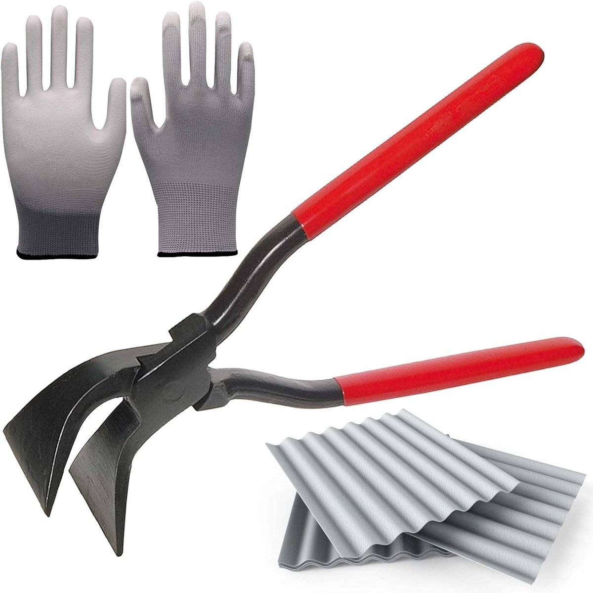 45°, afkantang steekbreedte 60 mm, buigtang vouwtang met antislip handgreep en handschoenen, vouwtang plaattang voor dakdekker, loodgieter decorateur en doe-het-zelvers