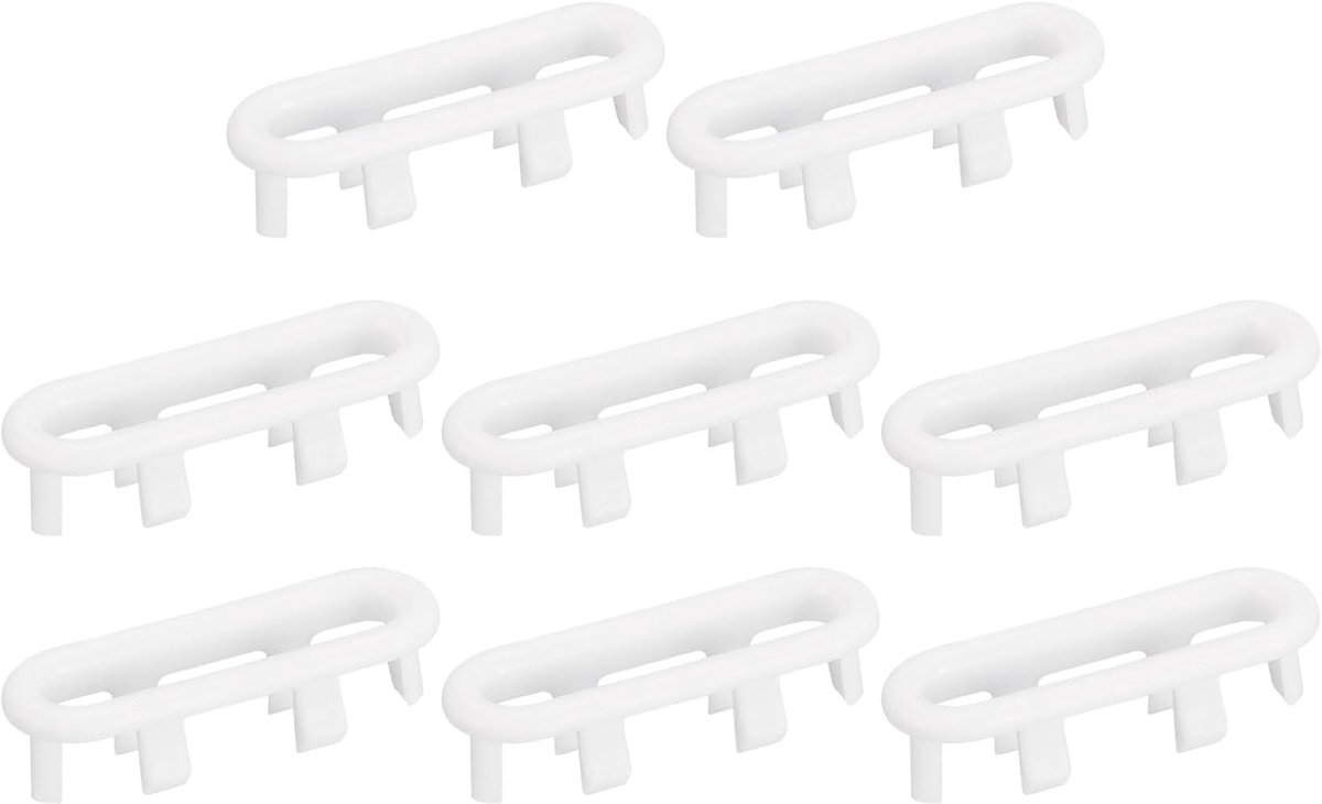 Afvoerafdekking voor gootsteen, 8 stuks ringen voor gootsteenafvoer, 47,8 x 13,6 mm, ovaal, afvoergatafdekking voor badkamer en keuken, inzetstuk met stop, wit