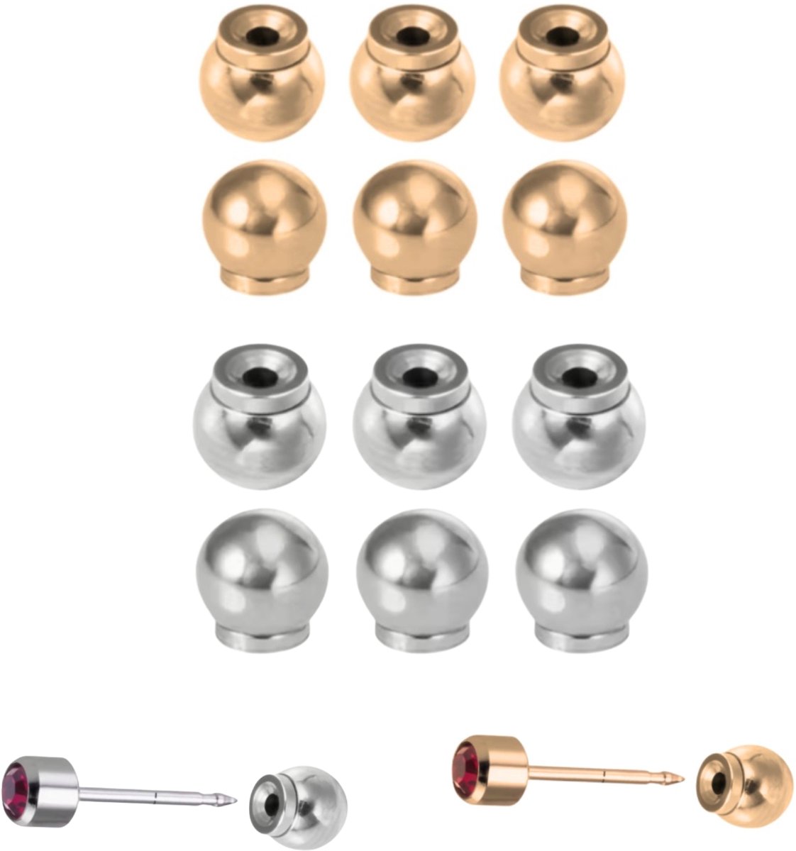 12 Anti prik -achterkant -oorbel zilverkleur en goudkleur- Charme Bijoux