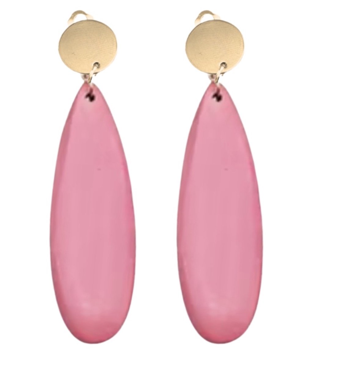 Clip oorbellen Luci hout roze -goudkleur- 9 cm- geen gaatje- Charme Bijoux
