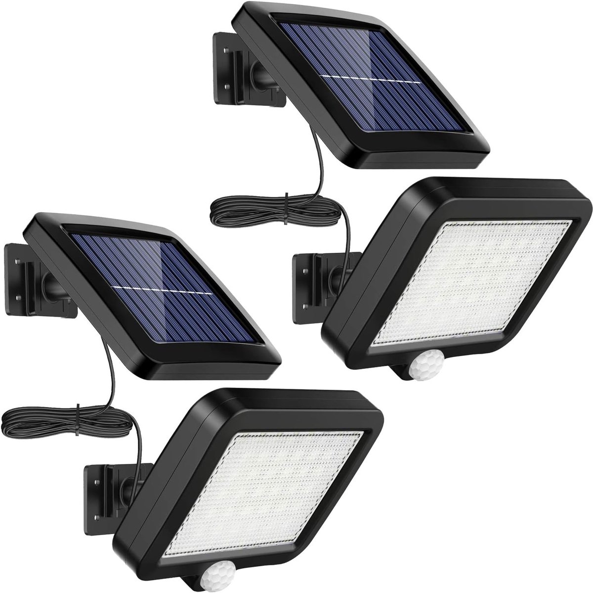 carmdering - Solar Wandlamp met Bewegingssensor - 56 LED - Afneembaar Zonnepaneel met 5 Meter Kabel - Waterbestendige Solar Buitenlamp