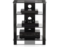FITUEYES Hifi-meubel - Hifi Rack - 4-laags gehard glas - Hoogte verstelbaar - Kabelbeheer