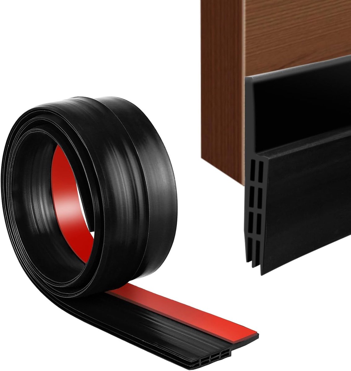 QTTVBTNA – Siliconen Deurafdichting – Zelfklevende Tochtstrip voor Deuren – Deurstopper tegen Tocht, Geluid en Stof – Voor Woonkamer, Slaapkamer en Kantoor – 100x5cm – Zwart