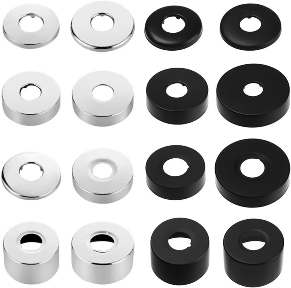 2 stuks, Ø 21 mm (1/2"), afdekrozet roestvrij staal, waterkraan zwart, buisafdekking, rozetten voor douchekranen, kranen, hoekventiel (60 x 25 cm)