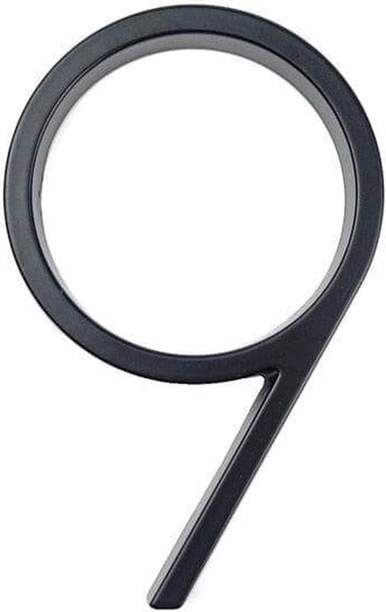 Huisnummer - Nummer 9 - 9- Zwevend huisnummer - Zink - 125mm - Modern Zwart Huisnummer - Huisnummer - Huisnummers - Nummer negen