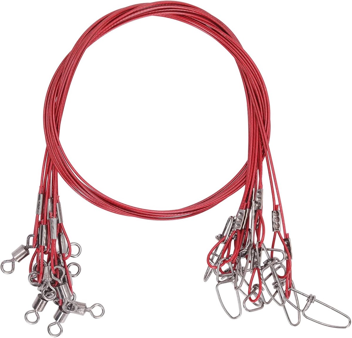 10st 50cm Visleiders, Vislijnleiders Stalen Leiders Voor Snoekvissen Vissen Wire Rigs Leaders Bijtvislijnleiders Met Wartels