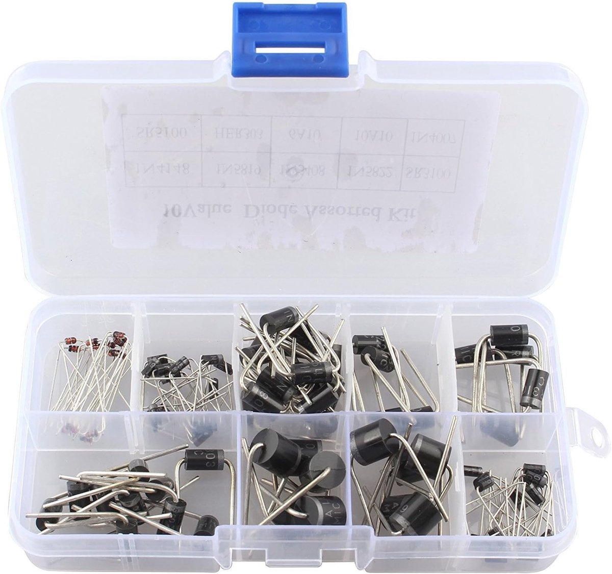 90 stks 10Waarden Gelijkrichter Diode Bridge Diverse Kit Set 1N4148 1N4007 1N5819 1N5408 1N5822 SR3100 SR5100 HER303 6A10 10A10