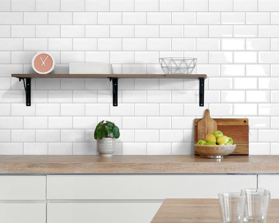 Plaktegels Keuken Zelfklevende Tegels Wandtegels 10 Vellen - Wit,3d,Metro,Badkamer,Wand,Muur,Wandpaneel,30.5 x 30.5 cm — afbeelding 4