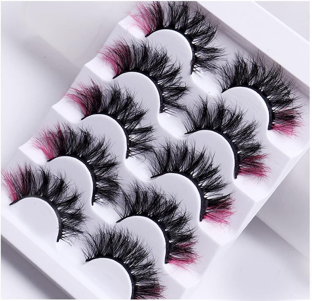 wimpers, 5D kunstwimpers met gekleurde nepwimpers, Wispies, pluizige gekleurde wimpers, dramatische strip, wimpers voor Kerstmis, cosplay, kostuums, nepwimpers, 5 paar