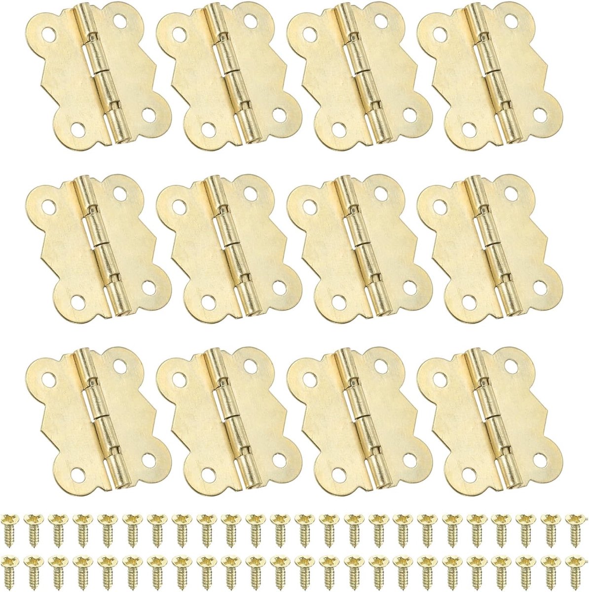 Scharnieren voor sieradendoosjes, 3,2 cm, 12-pack, 180-graads mini vlinderscharnieren met 48 schroeven voor kast, houten doos, lade, knutselwerk