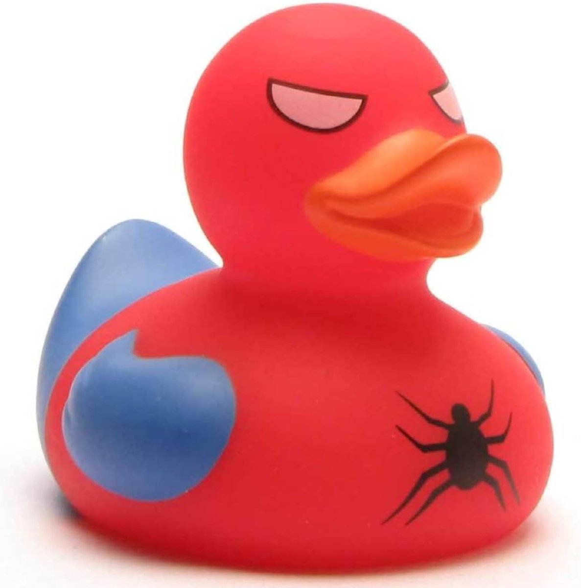 | Badeend Spider Guardian | Piepeend | L: 8,5 cm | incl. sleutelhanger in eendenvorm in set | Geschenk voor superheldenfans | Present voor verzamelaars