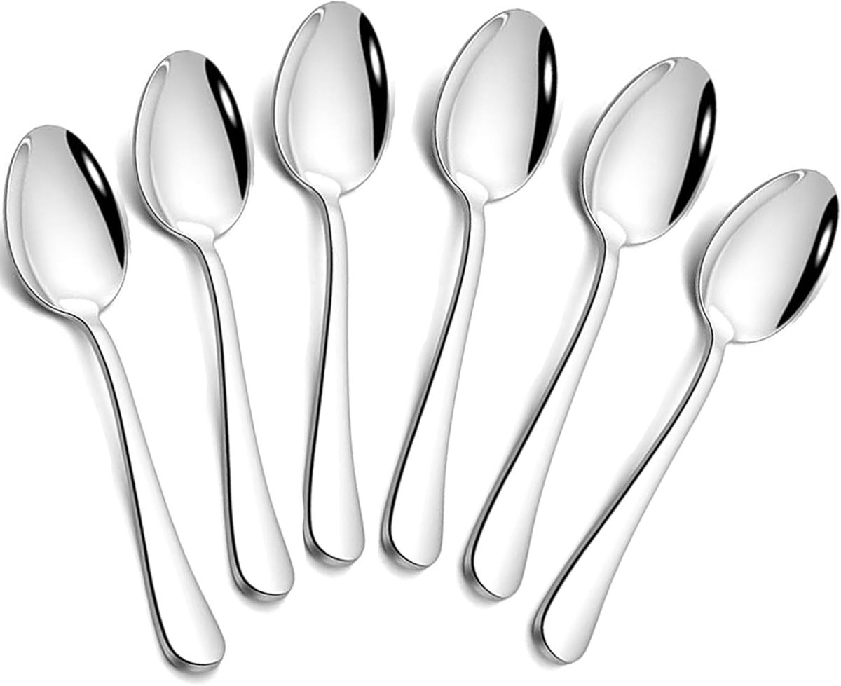 Theelepels set van 6, mini-koffielepel, 4,7 inch roestvrijstalen kleine theelepels dessertlepels set voor dessert, koffie, thee, suiker, voorgerecht, vaatwasmachinebestendig