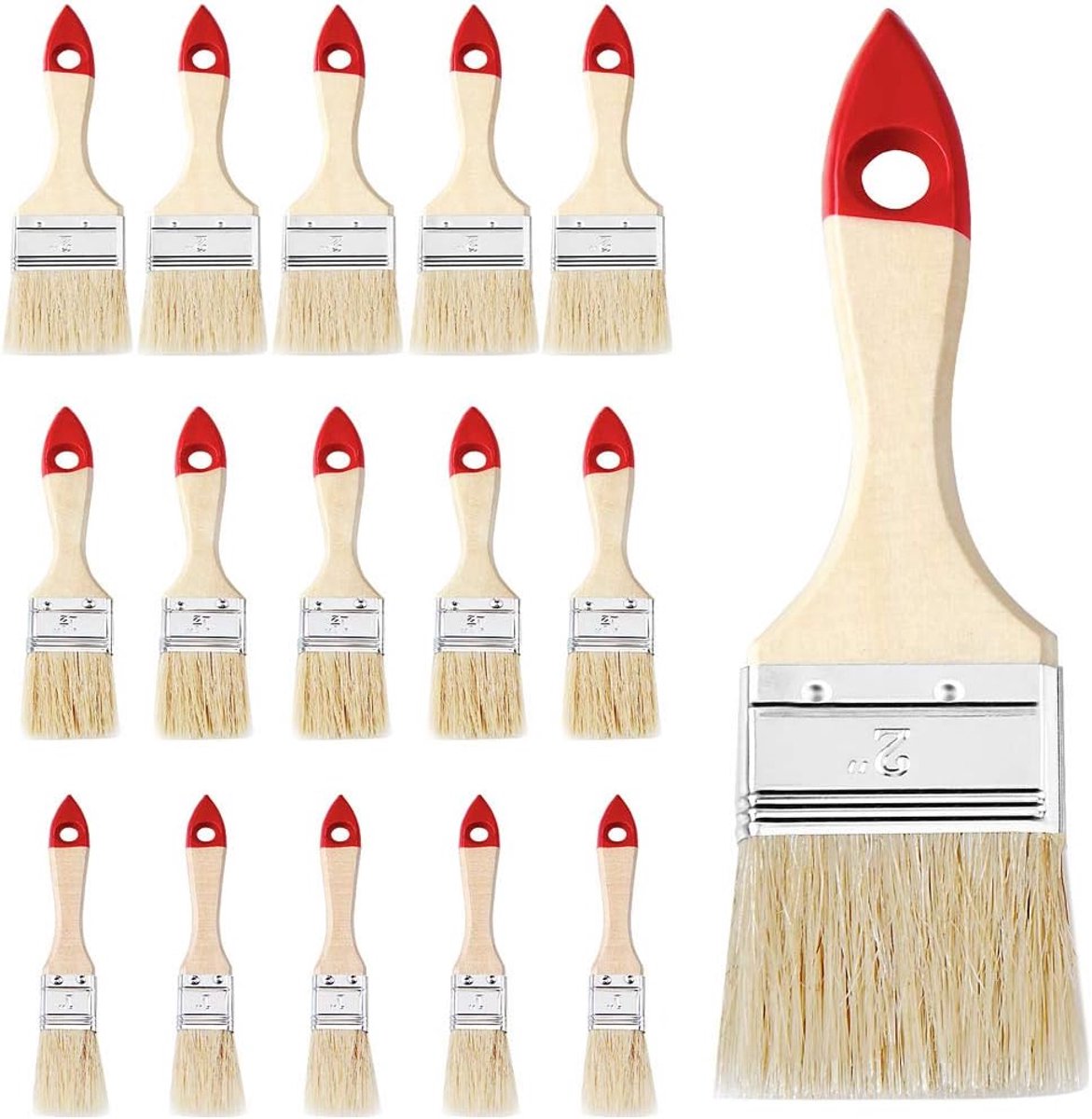 15-delige kwasten set -Voordeelset 3 verschillende soorten - Verfkwasten - Schilderskwast | Acrylverf, penseelset 26 mm, 39 mm, 51 mm, breed, lakkwast, hout, schilderkwast, groot