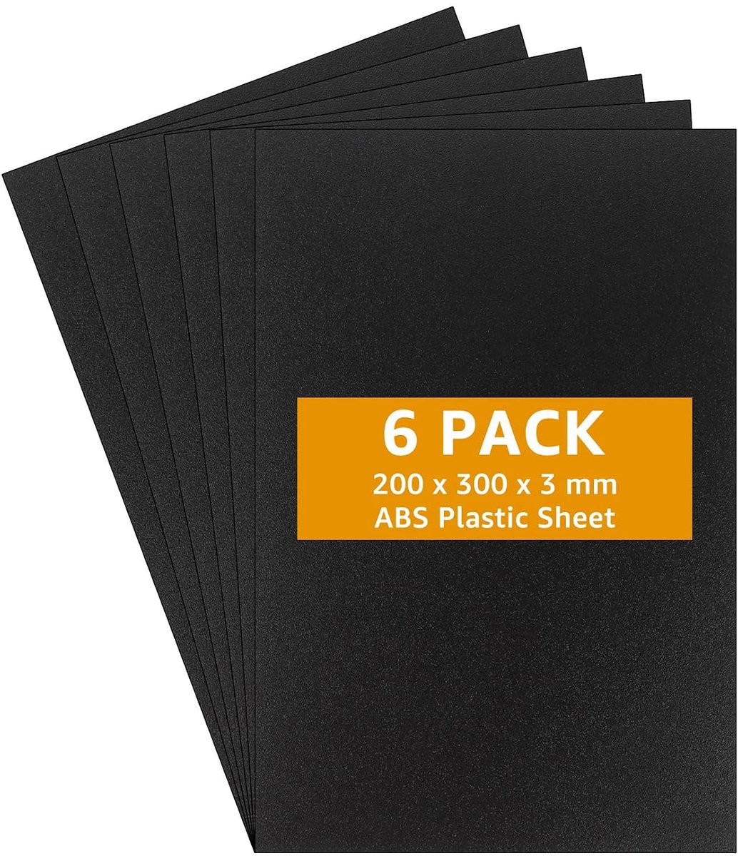 6 stuks kunststof platen 3 mm - 30 x 20 cm ABS kunststof platen - plastic plaat - kunststof plaat zwart - polystyreen plaat - polyethyleen plaat voor modelbouw, woondecoratie, kunsthandwerk
