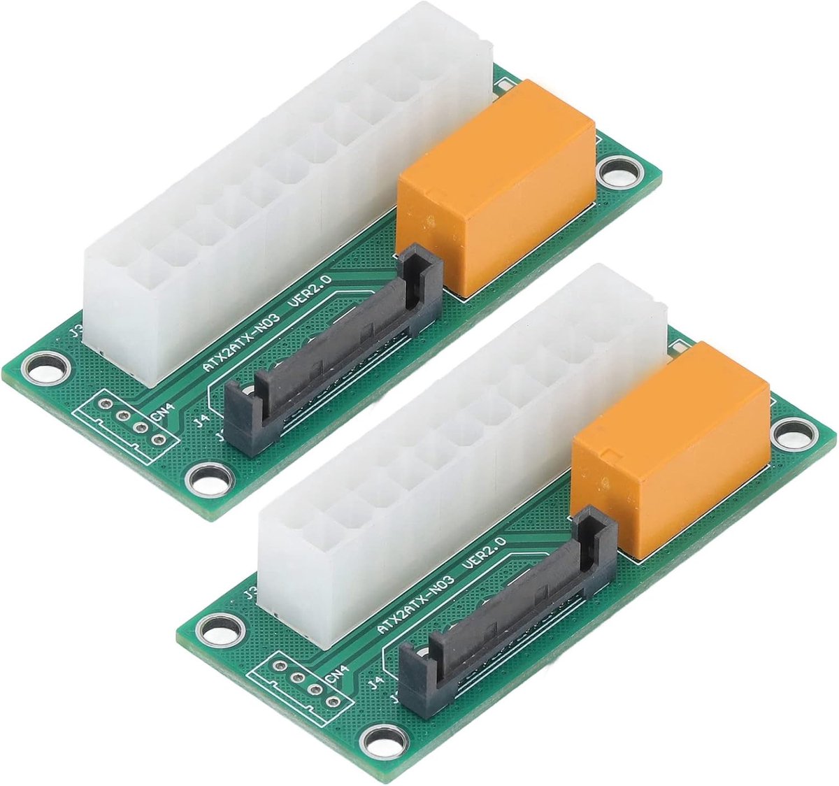 Power Supply Sync Starter, 2-pack Dual PSU-adapter, 24-pins Voedingsadapterconnector voor BTC Miner, met Ruimtebesparend Ontwerp