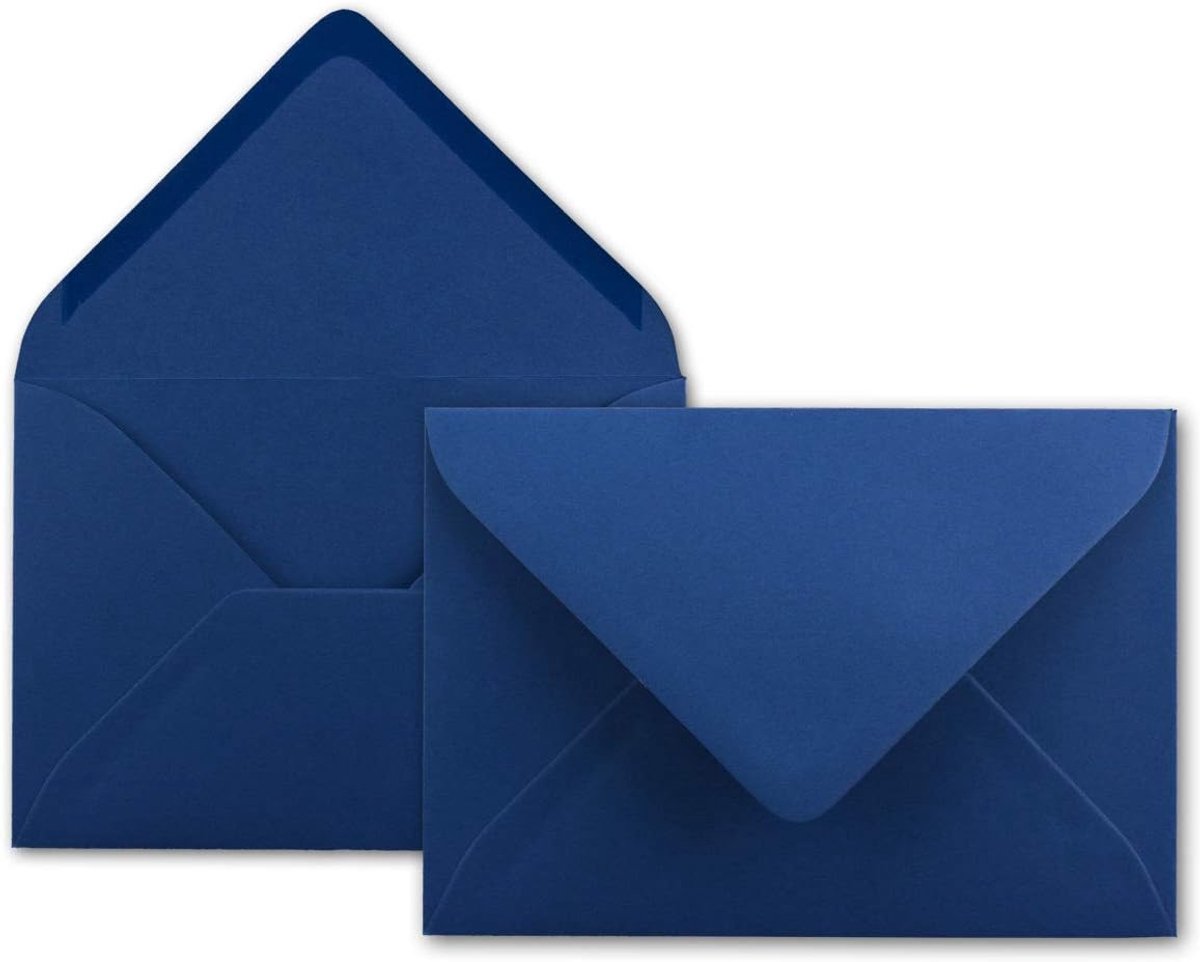100x brief-enveloppen in nachtblauw/donkerblauw - 80 g/m² - Kuverts in DIN B6 formaat 12,5 x 17,6 cm - natkleefband zonder venster