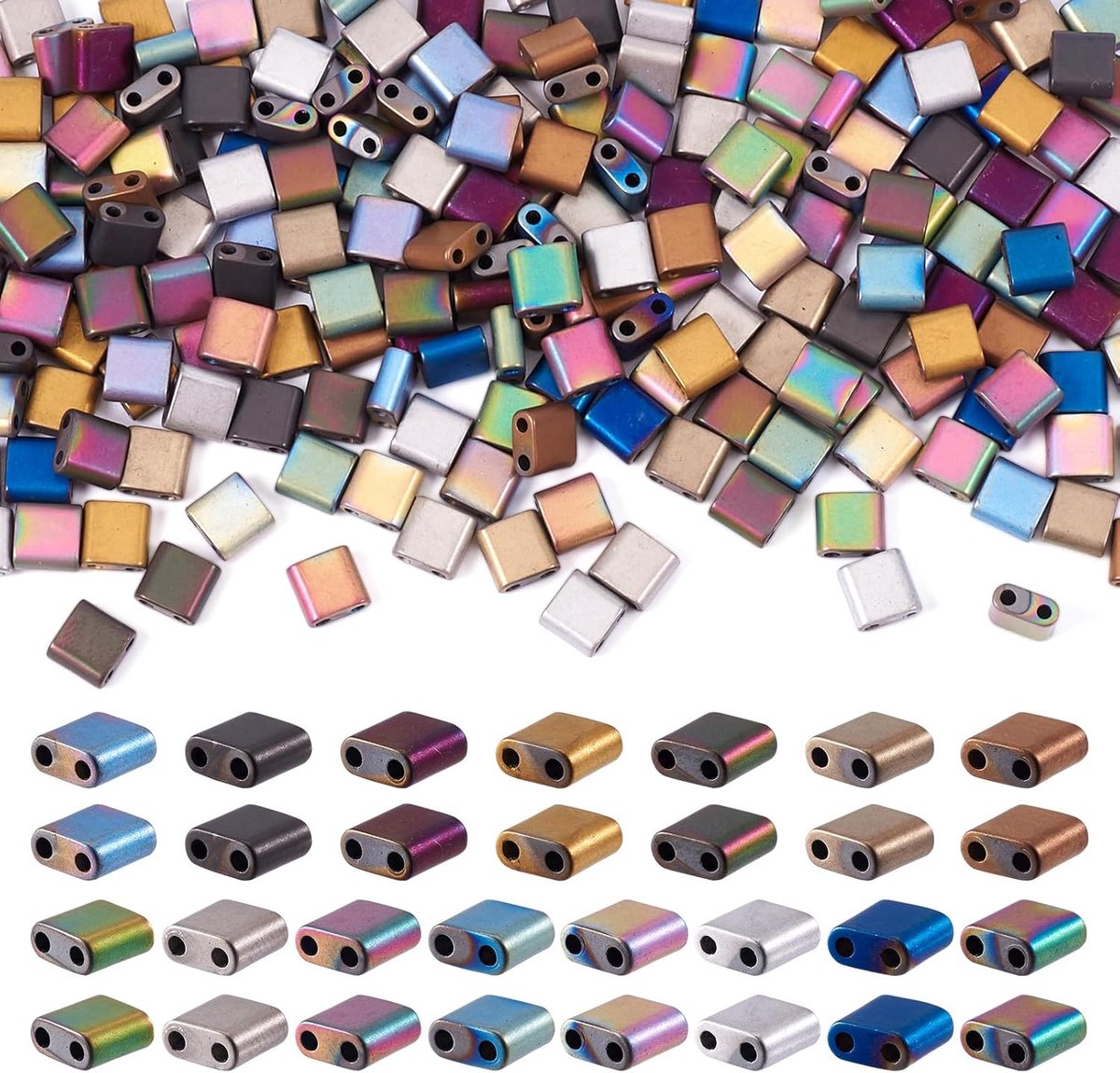 225 stuks platte vierkante 2 gaten drager kralen zaad spacer kralen rechthoek Tila kralen synthetische hematiet kralen voor armband ketting sieraden maken