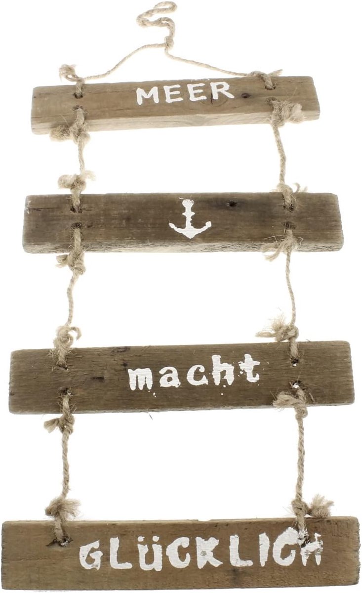 CP67017 Decoratief bord van hout, zee, 42 cm, maritiem houten bord, decoratieve hanger, hangende decoratie, mediterraan, badkamerdecoratie, wanddecoratie, tuindecoratie, baddecoratie, badkamer