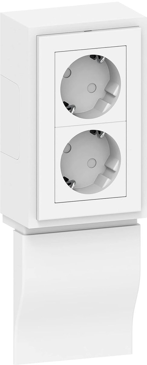 Stopcontacteneenheid voor plint 80 mm van PVC, wit