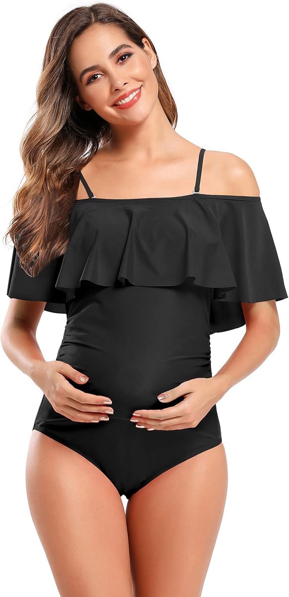 Dames Zwempak Uit één Stuk ruched Zwangerschaps Zwemkleding met Ruches Grote Maat Zwangerschaps Badpak Bikini Zwangerschap Beachwear