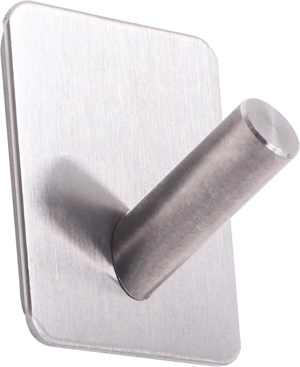 MH021-1 Zelfklevende kledinghaken, zelfklevend, roestvrij staal, zelfklevende haken, zilverkleurig, wandhaak, haken om te lijmen, handdoekhaak zonder boren, badkamerhaak, 1 stuk