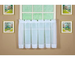 Curtain Emelia Original Voile Tier Pair 30", Wit, 60" B x 30" L