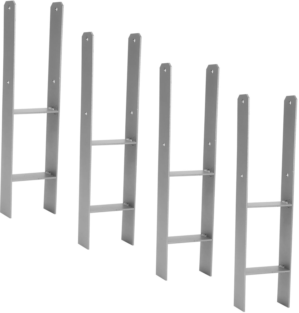 H-anker H-paaldrager, paaldrager voor palen, omheining, carports, steltenhuizen (4 stuks, 121 mm)