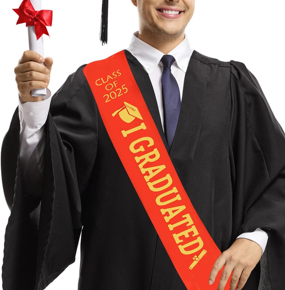 Afstuderen sjerp, afstuderen sjerp met gouden glitterletter I GRADUATED, afstuderen, universiteit afstuderen, party decoratie