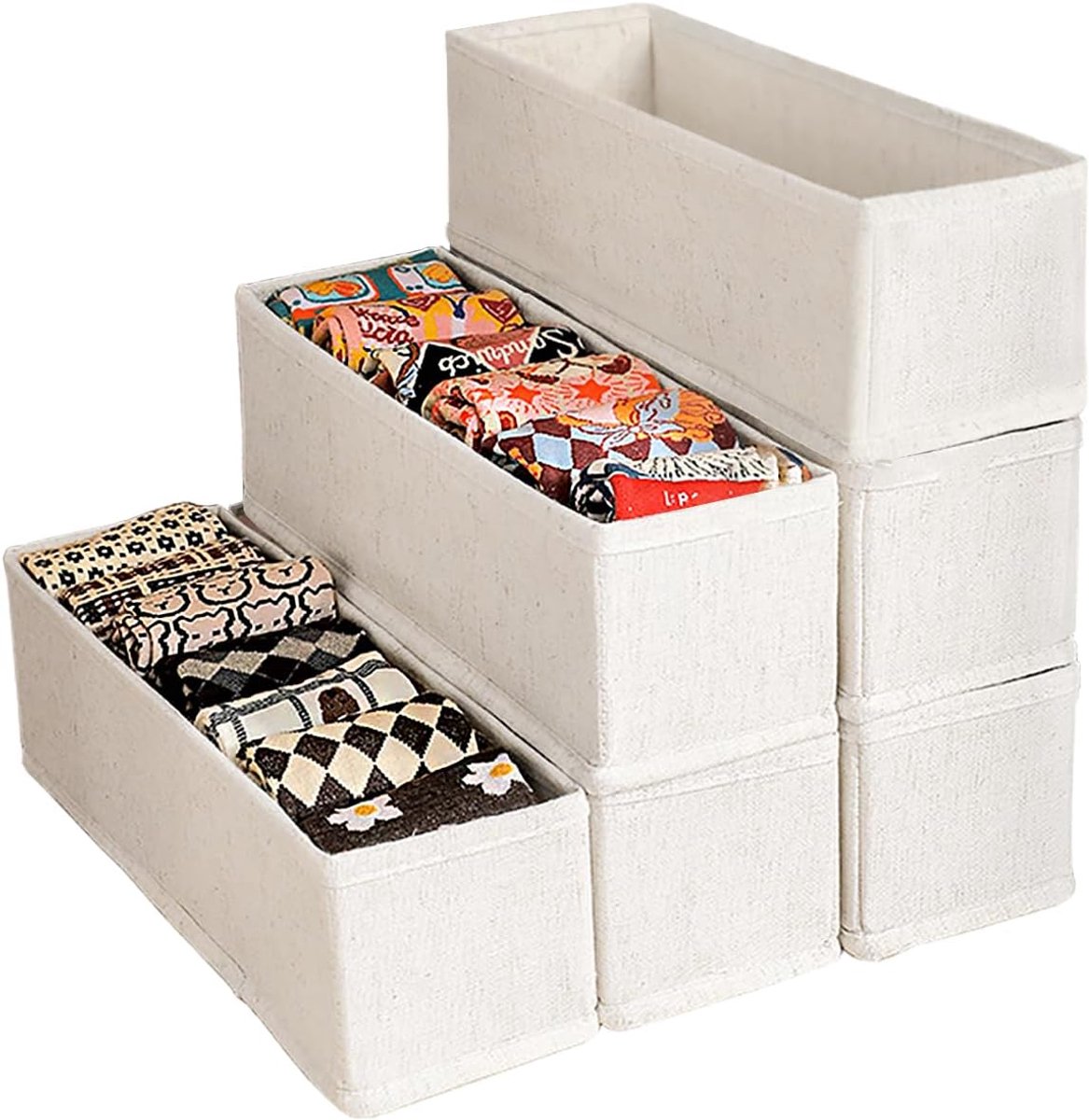 Mini opvouwbare kledinglade organizer 6 stuks, stoffen lade organizer voor kinderkamer, kleine lade stoffen organizer voor kleding, sok ondergoed beha riem stropdas sjaals lade (6