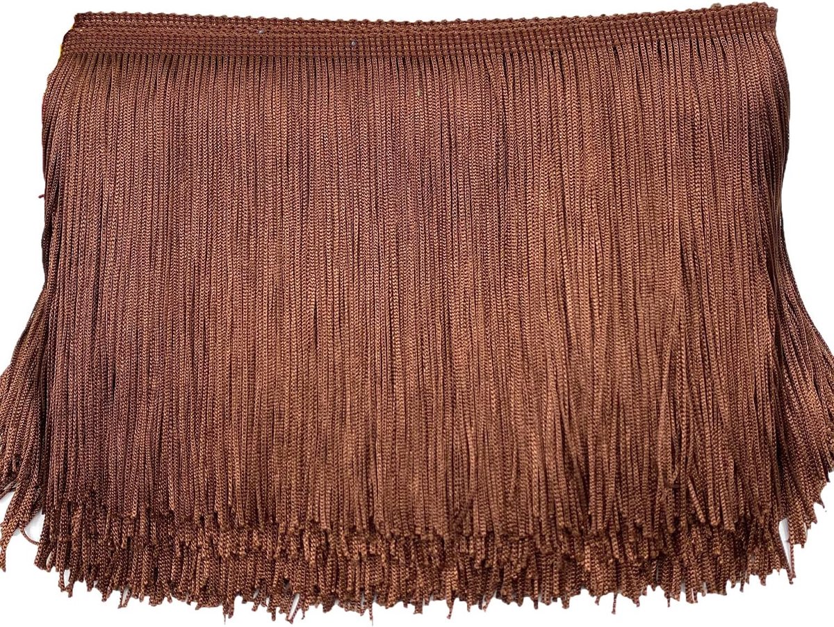 5m x 10cm Fransenborte Fransenbordüre Fransenband Dekoband Tanzfransen Schnittfranse Zijde Kwast Fransen-Borten Banden om te naaien, DIY knutselen, kleding lingerie kostuums gordijnen decoratie, Bruin
