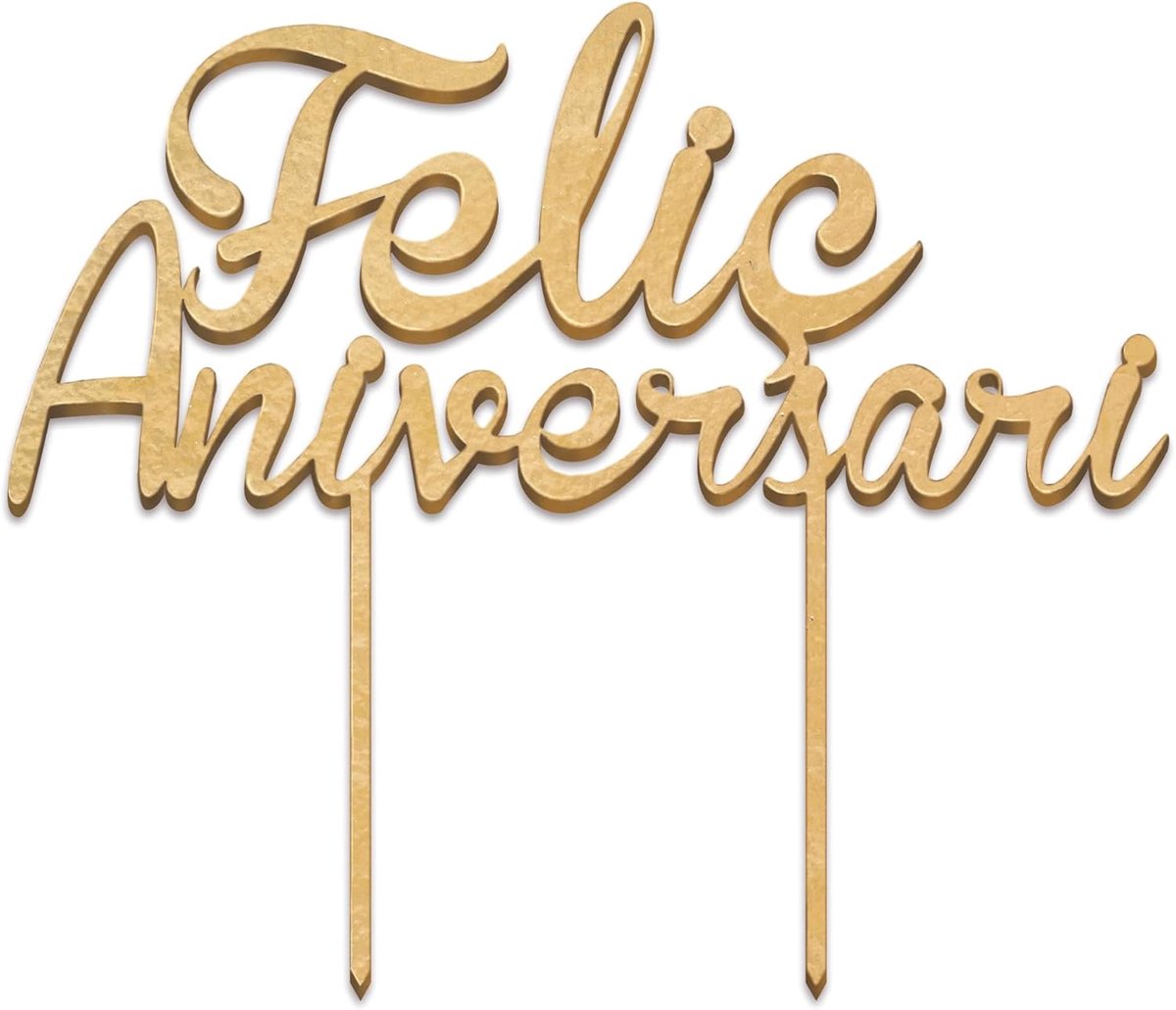 Aniversari Cake Topper Gold Hout 18 x 15 cm