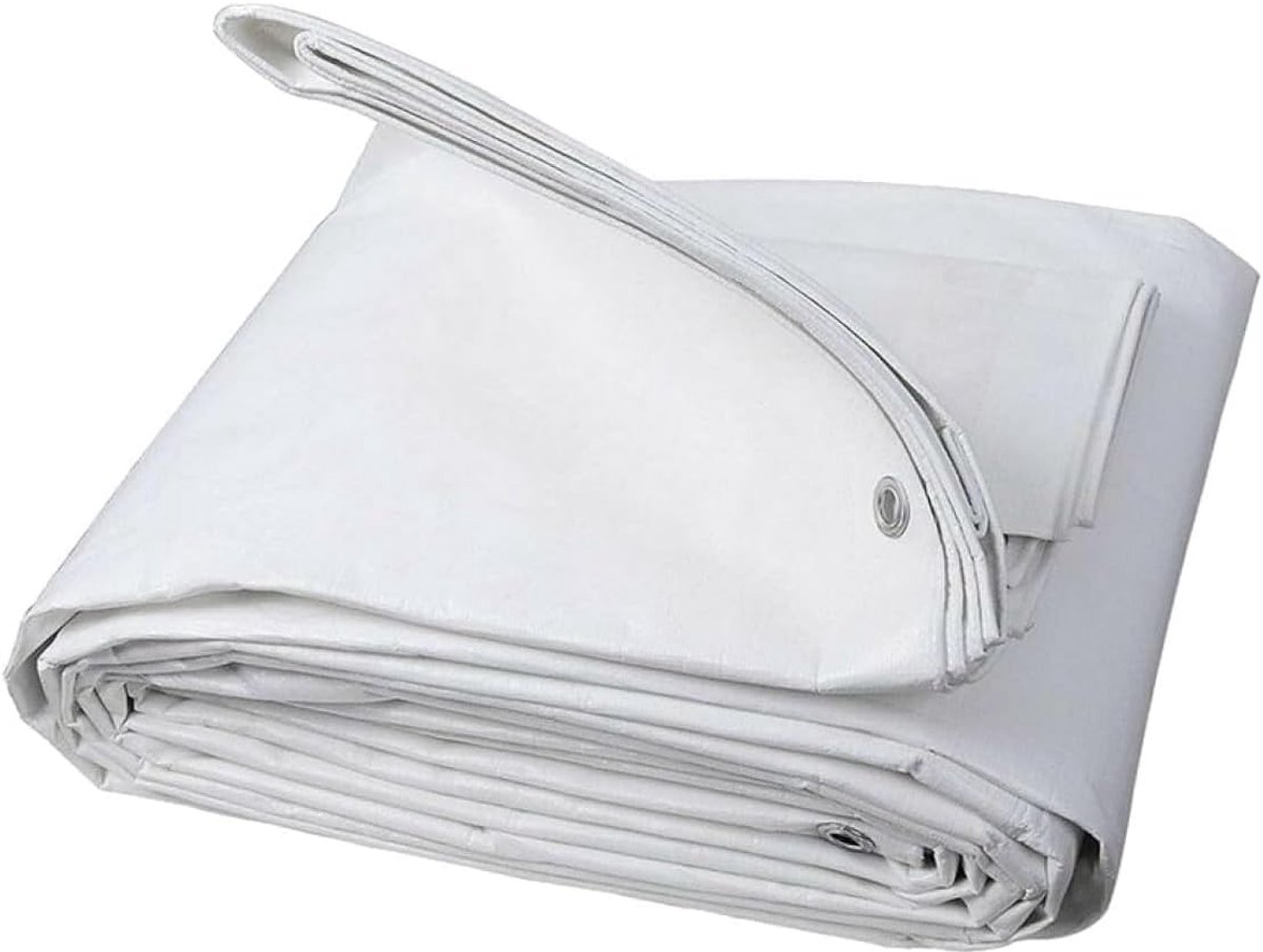 3S SuperSamaStore Waterdicht afdekzeil met ingestanste ringen, robuust dekzeil voor buiten, ideaal als tentzeil voor tuin, paviljoen, auto, terras, balkon, wit, 120 gram per vierkante meter, 3 x 5