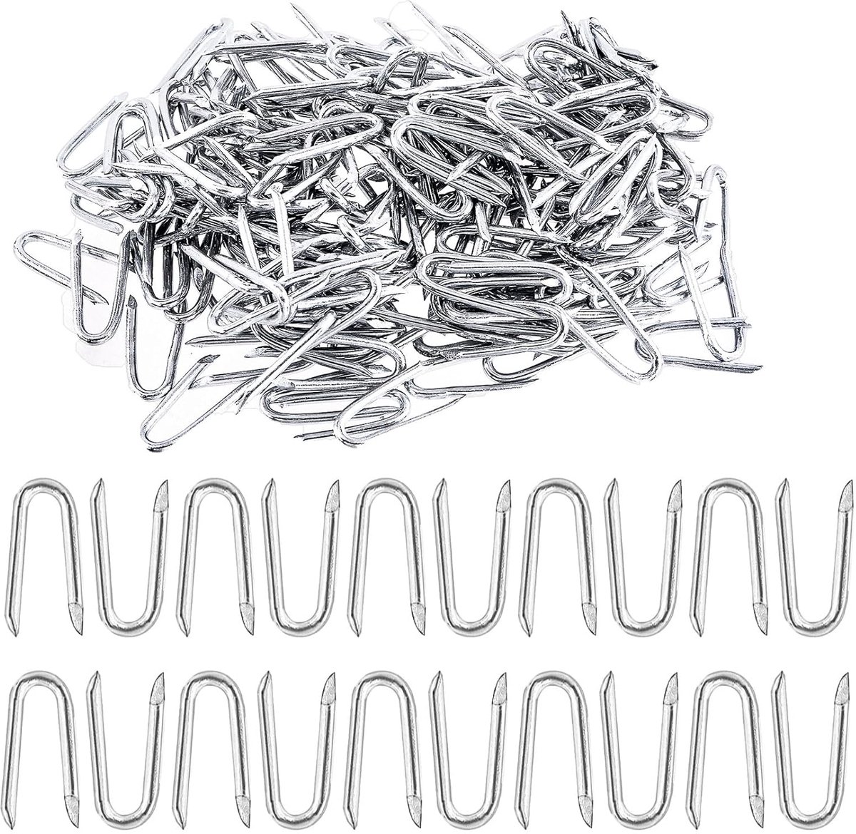 200 stuks 30 mm U-vormige Nagels gegalvaniseerde U-nagelklem heknetjes verzinkte bevestigingspijkers voor netten, hek, gaashek, pikethek