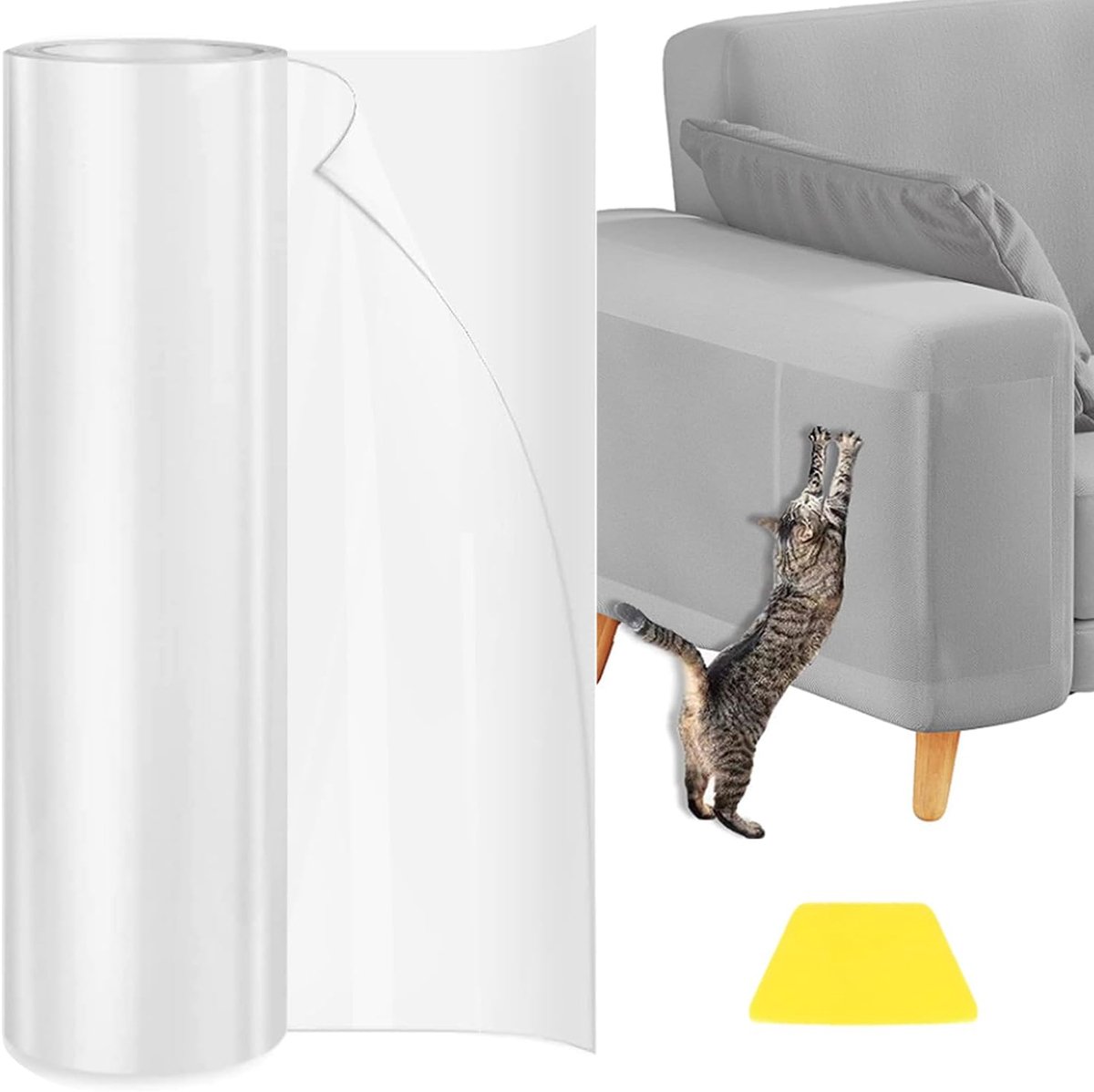Katten, zelfklevende krasbescherming voor zitbank, muur, deur, meubels, transparante krasfolie, antikrabtape, 3 m x 40 cm