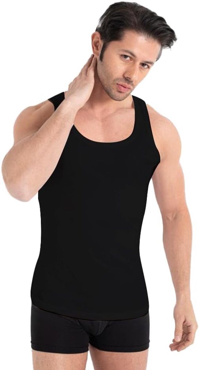 Onderhemd voor heren, 100% katoen, fijn geribbeld, ademend en zacht, tanktop voor heren, verpakking van 3/5 stuks