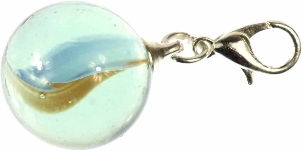 Murmel Charm Zipper Pull ks clicker - handgemaakte modesieraden I kettinghanger verzilverd - bedelhanger bedelarmband - hanger voor armband, 16 mm, Metaal, Glas